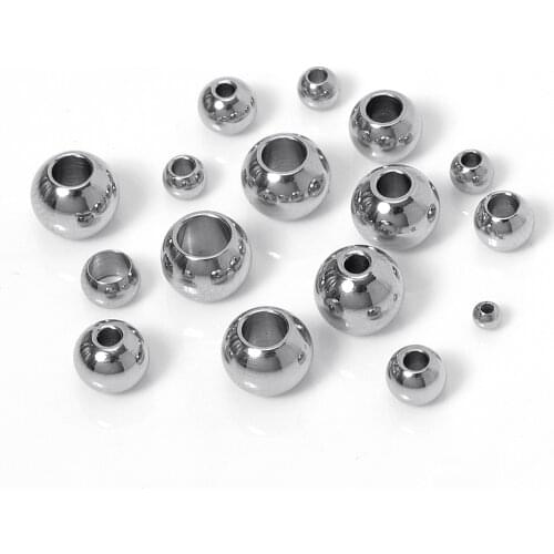 100Pcs/lot 304 Stainless Steel Big Hole Beads Diy Bracelet Findings Handicraft Accessories Loose Spacer Beads for Jewelry Making