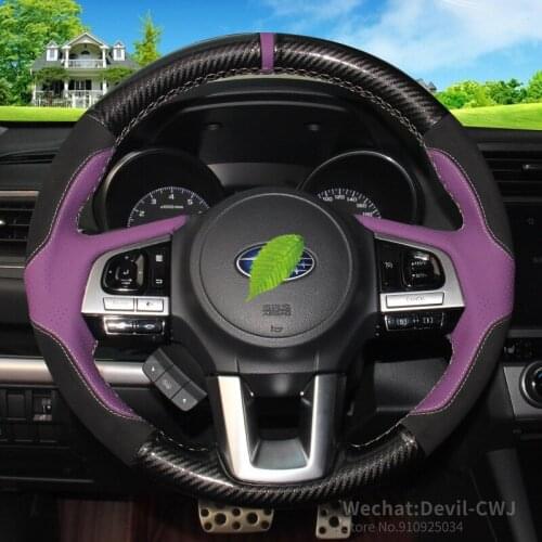 DIY hand-sewn steering wheel cover for Subaru Forester Outback Legacy XV Comfortable grip cover Soft Breathable car accessories
