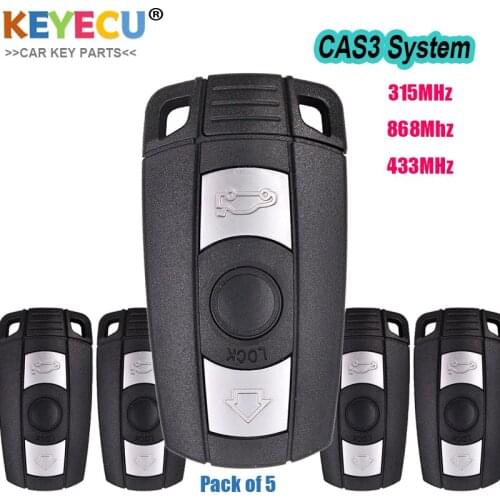 KEYECU 5PCS Smart Remote Car Key for BMW CAS3 System 1 3 5 7 Series X5 X6 Z4, FOB 3 Buttons - 315MHz 433MHz 868MHz - KR55WK49127