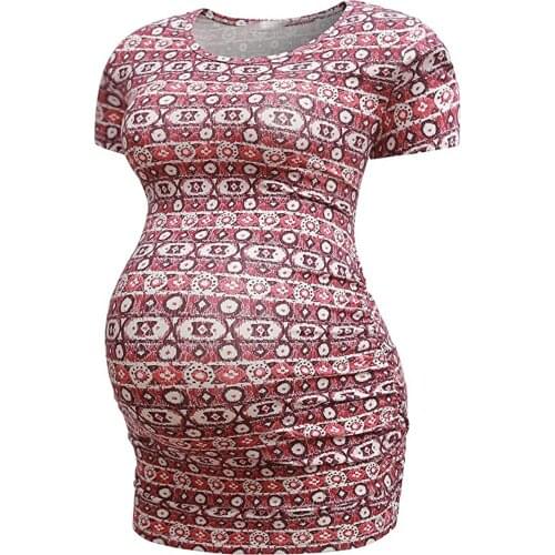 2021 Summer Tees Maternity Tops Women Maternity Comfy Short Sleeve Fashion Print Tops Pregnancy T-shirt Clothes Mom