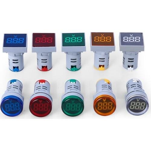 Mini Digital Voltmeter 22mm AC 12-500V 20-500V Volt Voltage Tester Meter Monitor Power LED Indicator Pilot Lamp Light Display