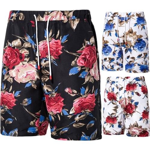 Mens Hawaiian Flower Beach Shorts 2021 Summer New Fashion Male Clothing Casual Floral Five-point Pants Large Size M-5XL