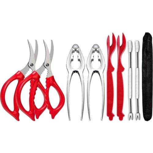 HOT 8Pcs Seafood Tools Set Crab Lobster Crackers Stainless Steel Seafood Crackers & Forks Lobster Crab Leg Nut Crackers