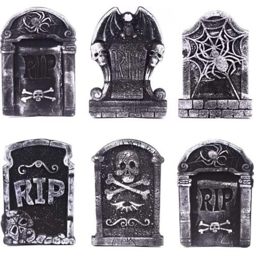 Halloween Foam Tombstone Skeleton Tombstone Haunted House Stone Grisly Props Party Garden Yard Decor Random Style