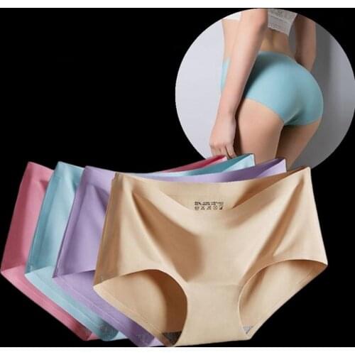 Viscose Fiber Seamless Underwear Women Soft Panties Smooth Summer Lingerie Briefs Underwear Plus-size Underpants Mid WaistPanty