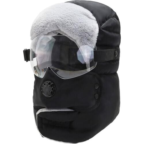 New Fashion Warm Cap Winter Motorcycle Balaclavas Tubes Men Women Hats Waterproof Hood Hat With Glasses Lens Cool Balaclava