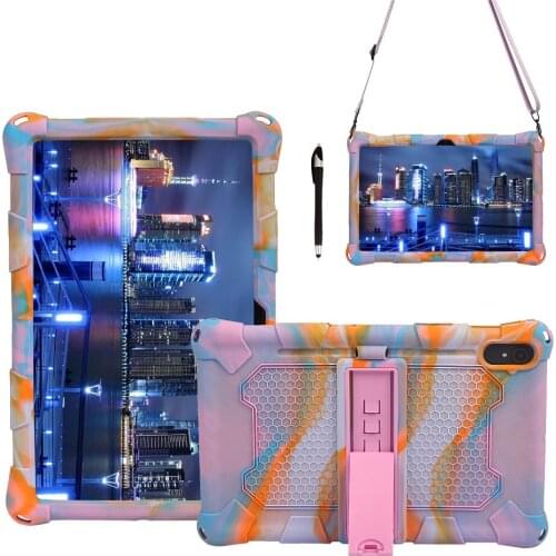 For Lenovo Tab P11 TB-XJ606F Case Shockproof Cover Marble Pattern Silicon Protective Cases Tablet Stand Holder with Strap Stylus