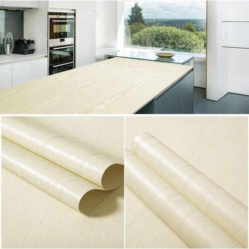 Solid Color Wood Grain Self-Adhesive Vinyl Waterproof Living Room Stickers Restored Furnitures Wardrobes Wall Papers Home Decor