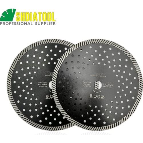 SHDIATOOL 2pcs 230MM Diamond hot pressed superthin diamond turbo saw blade 10mm segment height Granite marble Cutting disc