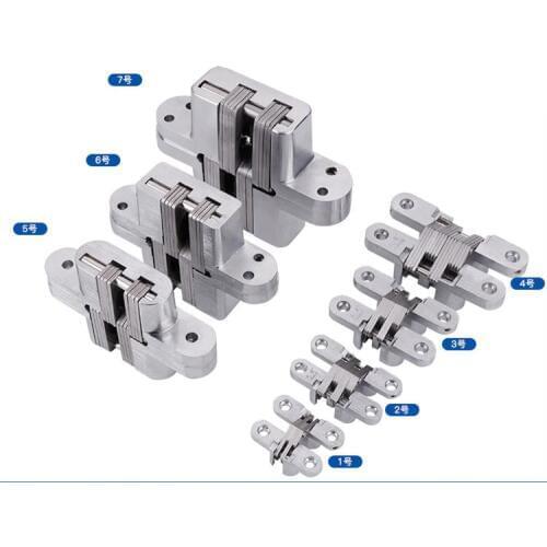 7 Size 304 Stainless Steel Hidden Hinges Invisible Concealed Folding Door Hinge With Screw For Furniture Hardware