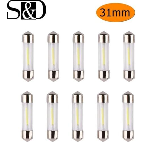 10PCS 31mm C5W COB Car Led Bulbs Car Interior Bombillas Festoon Dome Reading Light Source White Side License plate Lamp 6500K