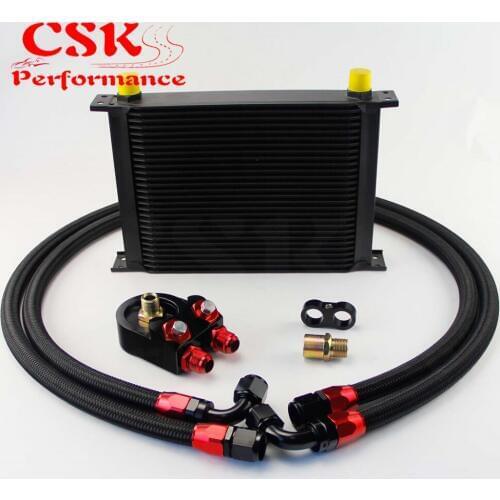 Universal 28 Row 10AN Aluminum Engine Transmission Oil Cooler+filter adapter Kit