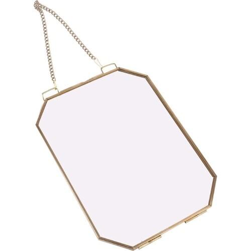 Octagon Floating Hanging Photo Frame Metal Glass Portrait Picture Plant Specimen