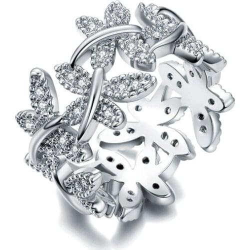 High quality Authentic 925 Sterling Silver flower stone Rings with pave 5a Zircon Wedding rings European Women men style