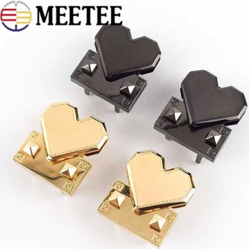 2pcs Fashion Heart Shaped Metal Lock Clasp Female Purse Decor Plug Snap Lock Buckles DIY Bag Parts Accessories BF079