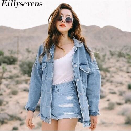 Denim Jackets Womens Blue Coat 2020 Autumn Denim Jackets For Women Jeans Single Breasted Denim Coats Female Lapel Clothing