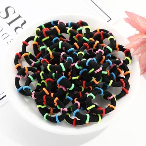 50PCS/set Women Hair Accessories Colorful Scrunchie Girl Headdress Ponytail Elastic Rubber Nylon Hairband Hair Rope Stripe Band