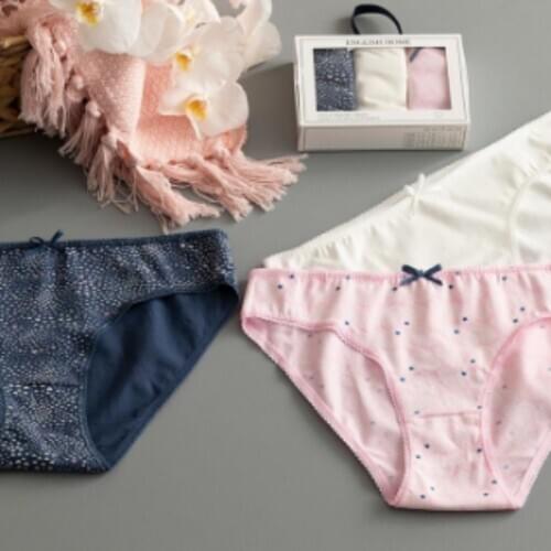 Cotton Ladies 3 Pieces Patterned Underpants Soft Panties Girls Color Briefs Striped Lingerie Underwear תחתונים