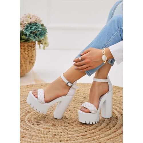 Soras White Mesh Strappy Platform High-Heeled Shoes Casual Sandals Shoes for Women 2021 Famous Designer Brand Slippers Fashion Hi