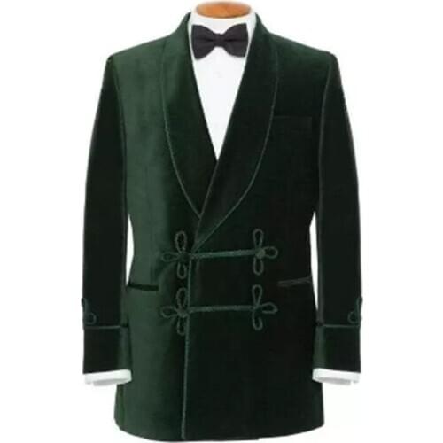 Winter Mens Woolen Suit Coat Mid-Length Double-Row Embroidered Buckle Thickened Enlarged