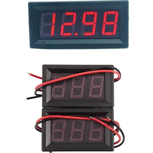 0.56Inch Mini Digital LED Display 4 Bits 0-100V Voltmeter with 2Pcs Digital Voltmeter Dc 5V to 120V Voltage Panel Meter