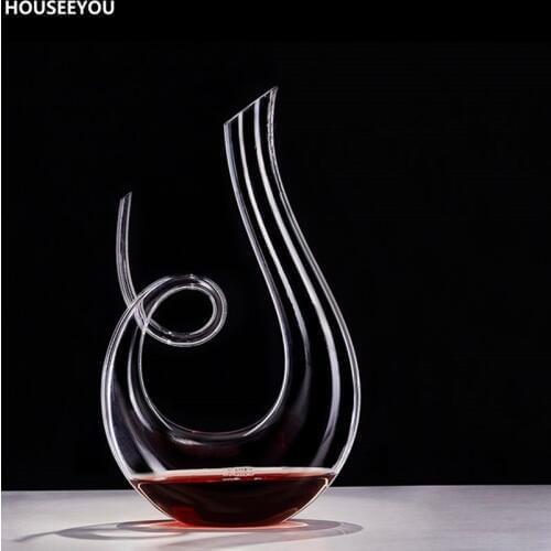 1500ml Lead-free Crystal Glass Decanter Handmade Healthy Wine Bottle Transparent Kitchen Bar Sets Mouth Blown Barware Supplies