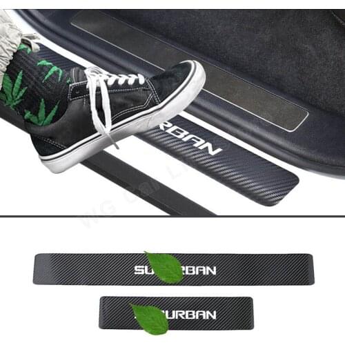 4pcs Carbon Fiber Car Door Sill Guards Sticker for Chevrolet Suburban Car Stickers Accessories