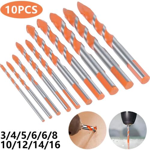 5-10pcs 3-16mm Multifunctional Drill Bits Construction Ceramic Triangle Drill Bit Set For Ceramic Tile Concrete Glass Marble