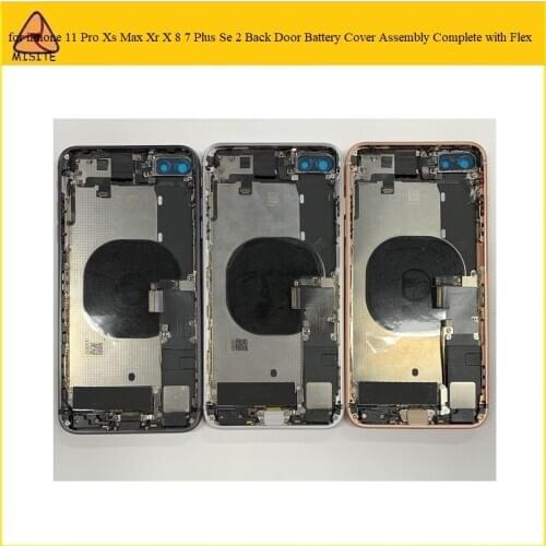 1Pc Tested Battery Housing Cover Assembly Complete for iPhone 11 Pro Xs Max XR X 8 7 6s Plus Se 2 Back Door Case Cover with Flex