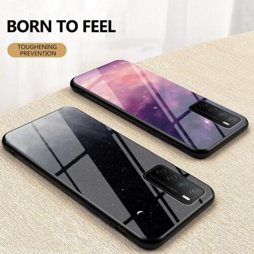 Luxury Starry Sky Glass Phone Case for Huawei Honor Play 4 4T Pro Hard Cover for Honor Play 3 3E Play Anti-fall Protection Case