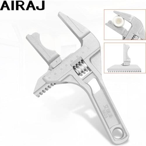 AIRAJ Multi-Function Short Handle Universal Wrench Key Large Opening Bathroom Wrench Adjustable Aluminum Alloy Repair Hand Tools