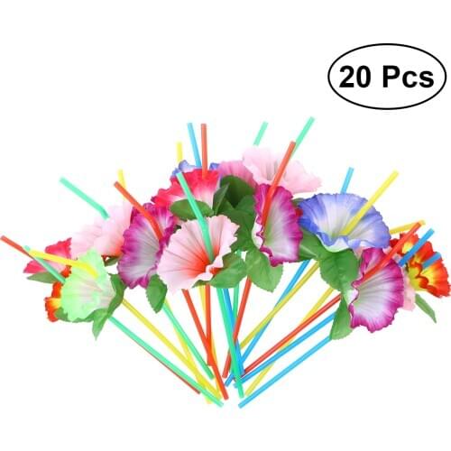 20Pcs Flower Flexible Bendable Drinking Straws Decorative Disposable Straws Party Table Decor for Wedding Birthday Christmas Fes