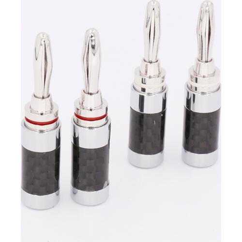 Hi-end Carbon fiber silver plated Banana Plug Speaker Cable Banana Terminal plug audio cable 4pcs