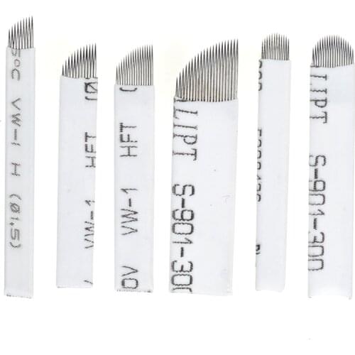 50pcs Microblading Tebori Blades Needles Tattoo needles Permanent Makeup Needle 7/9/11/12/14/18/21 Manual Eyebrow Blades