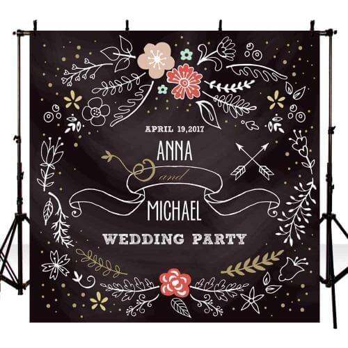 Custom Comic Flower leaves archery black photo backdrop Vinyl cloth High quality Computer print wedding background