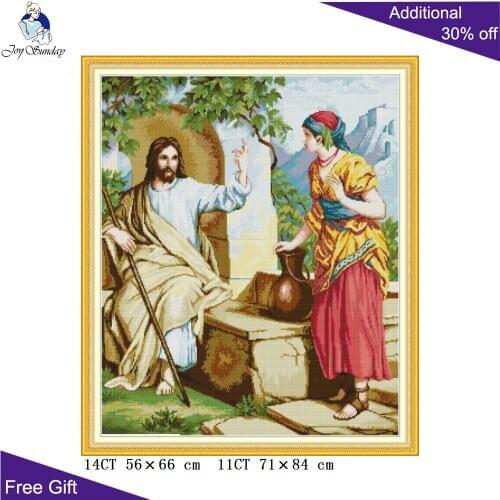 Joy Sunday Jesus The Shepherd RA296 14CT 11CT Counted and Stamped Home Decor Jesus Religion Needlework Cross Stitch kits