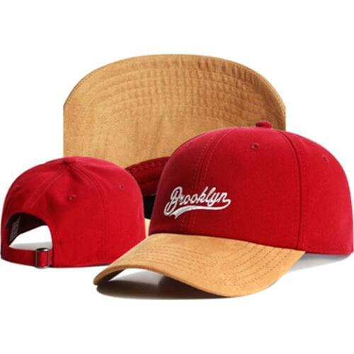 New Brand dad hat BROOKLYN faux suede hip hop red snapback hat for men women adult outdoor casual sun baseball cap bone