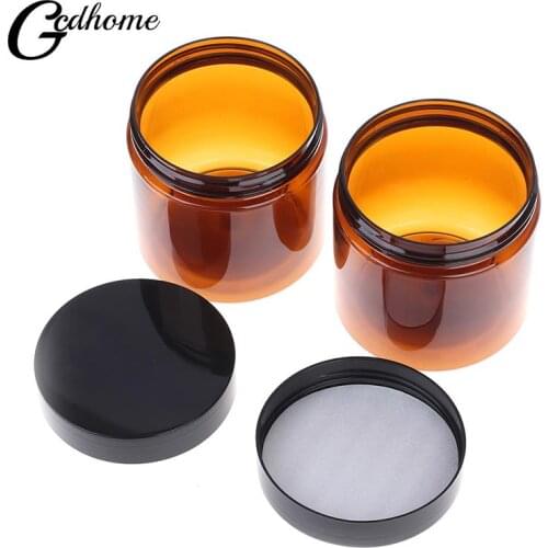 200ml Round Amber Glass Jar Straight Sided Cream Jars Black Plastic Lid Cap Inner Liner For Salve Homemade Lotion Cosmetics