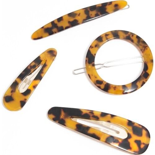 Fashion AcrylicTriangle Round Geometric Leopard Resin Hairpin Hair Clip Statement Women Hair Accessories HC099