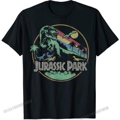 Jurassic Park Retro Darken Color Circle Logo Graphic T-Shirt Top T-shirts for Men Printing Tops Tees Rife Casual Cotton
