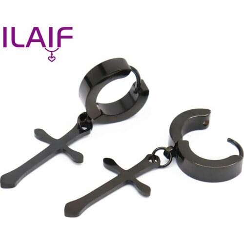 Korean Fashion Titanium Steel Cross Women Earrings Drop Individuality Design Girls Ear Jewelry