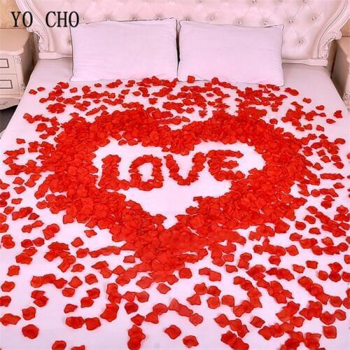 YO CHO Red simulation petal set love shape romantic wedding room layout romantic Love suit rose petals