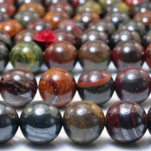 Natural Red Tiger Iron Smooth Round Loose Beads Wholesale Gemstone Semi Precious Stones Bracelet Necklace For Jewelry Making Diy