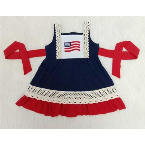 2021 New Baby Girls Clothes Sleeveless Dress American Print for Teens Kids Wear