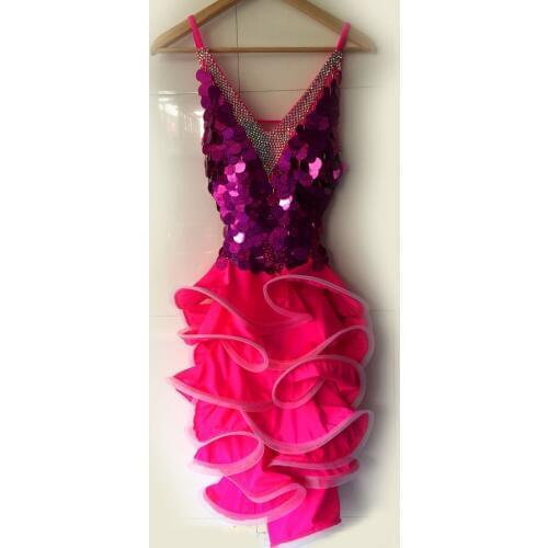 New latin dance costume sexy diamond sequins latin dance dress for children women latin dance competition dresses S-4XL F67