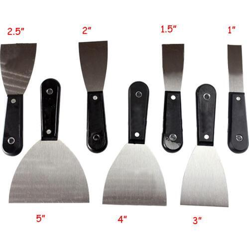 7pcs Carbon Steel Putty Knife Scraper Plastic Handle Wall Shovel Plastering Knife Hand Construction Tool 1" 1.5" 2"2.5"3"4"5"
