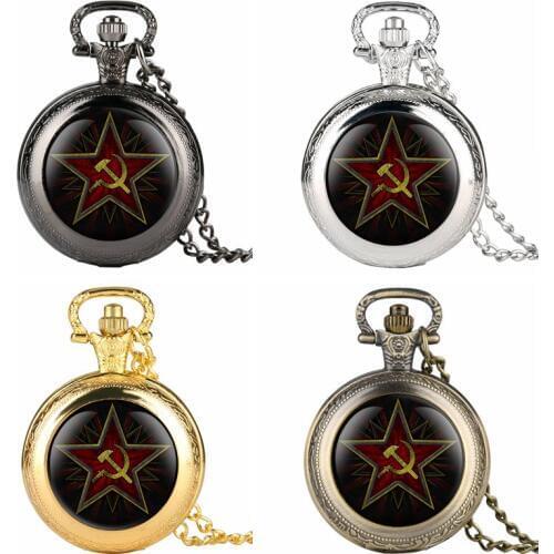 Retro Mens Pocket Watch Party Emblem Design Quartz Pocket Watch for Boy Arabic Number Watches for Teenager