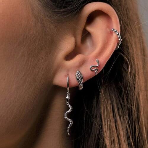925 Sterling Silver Tiny CZ Snake Hoop Earring Delicate Silver Snake Huggie Earrings Classic Fashion Women Jewelry