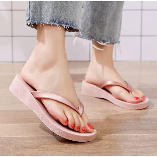 Thick Bottom Platform Wedges Sea Flip-Flop Thong Sandals Summer Shoes Soft Bathroom Slippers Slides Outdoor Indoor Shoes Women