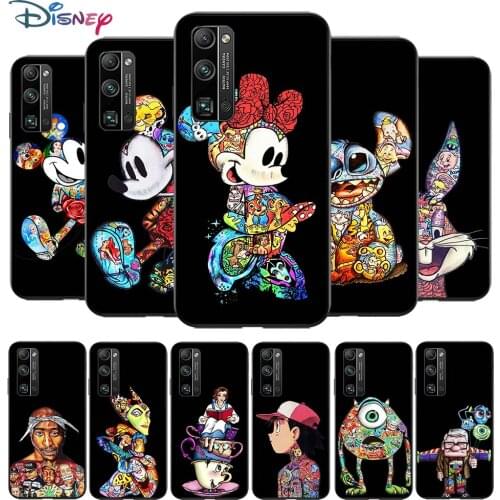 Mickey Tattoo Cartoon for Huawei Honor V30 20 Pro X10 9S 9A 9C 9X 8X 10 9 Lite 8 7 Pro Silicone Soft Black Phone Case
